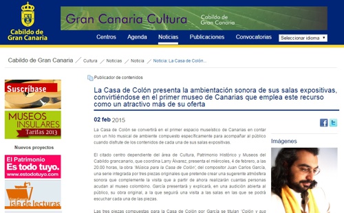 Artculo en la web de cultura del Cabildo de Gran Canaria